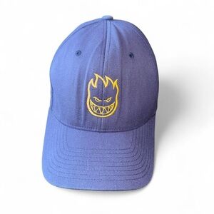 Vintage Spitfire Wheels Flexfit Wool Hat Cap Blue Yellow Skater Streetwear L/XL